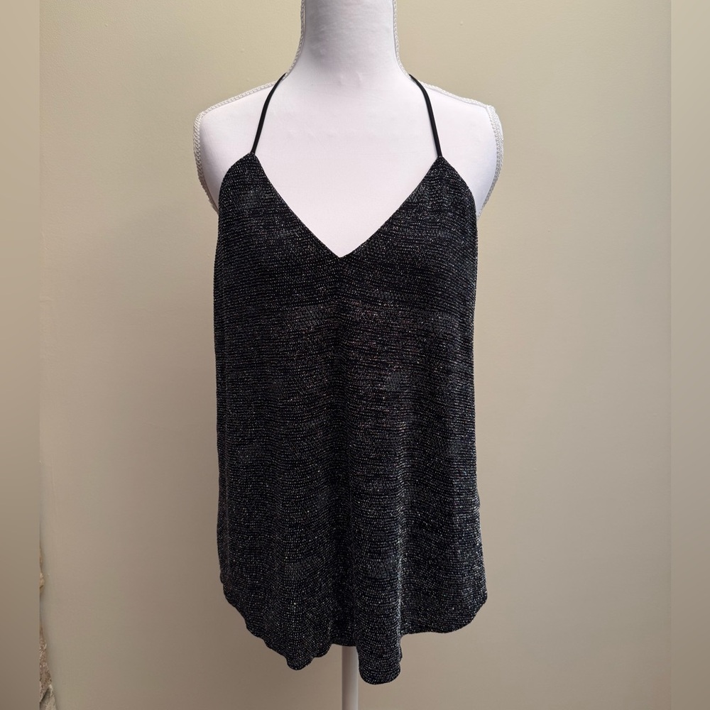 Socialite Black Metallic Shimmer Tank Top